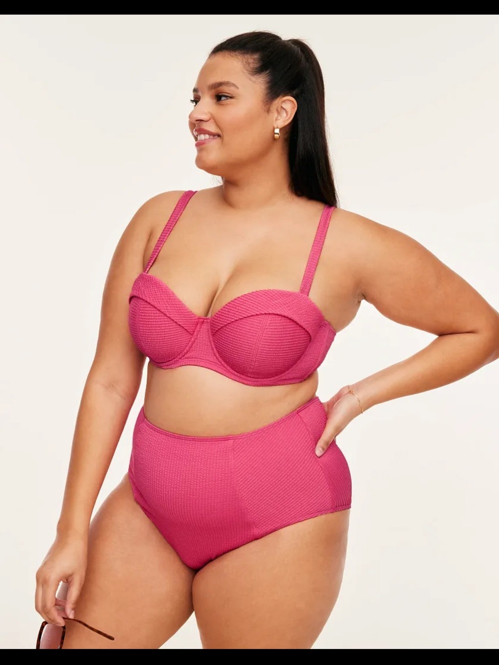 Adore Me Raspberry Pink Textured Support Bikini Set